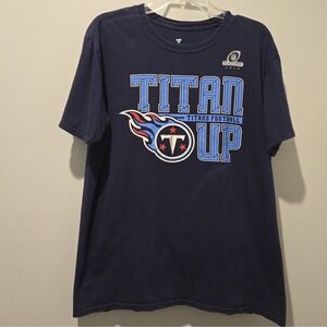 Tennessee Titans Football T Shirt Fanatics NFL Playoffs‎ 2019 Blue Mens L